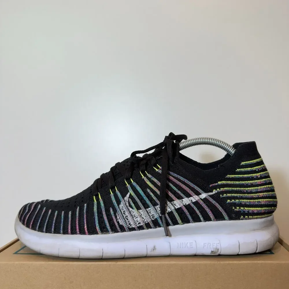 Nike Free RN Flyknit Womens 11 Hyper Multi Black Running Comfort Daily Sneakers